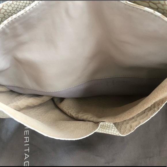 New NWT Halston Heritage cream beige leather croc patent shoulder hobo bag - Picture 10 of 10